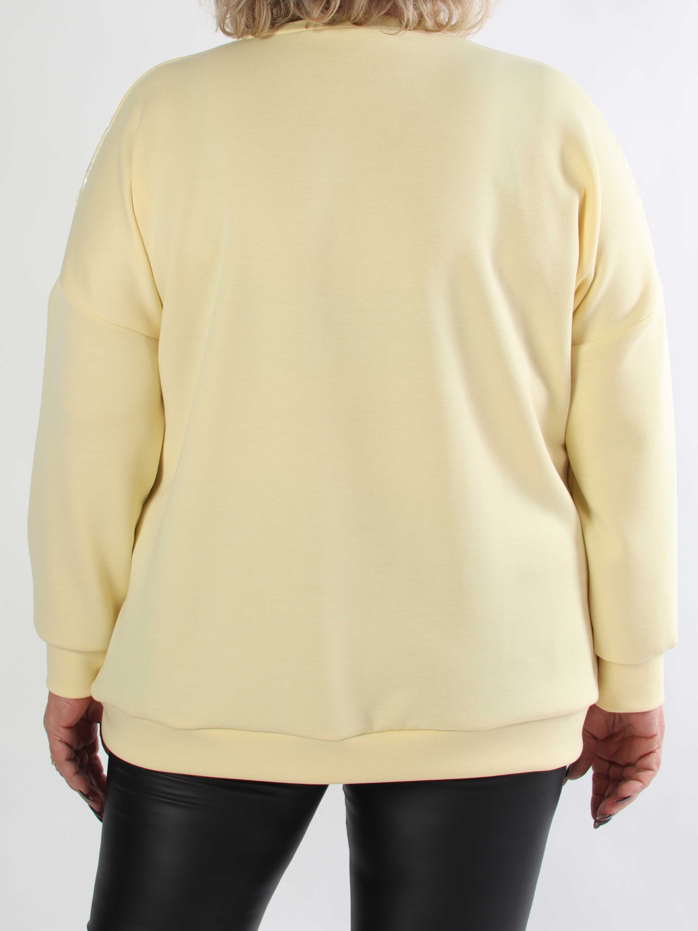 Abbelone - Plus size joggingbluse i viskose med blonde henover brystet